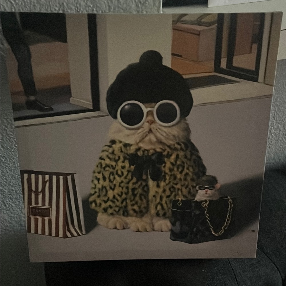 Stylish Cat Art Print Canvas